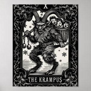 Poster Design de Carta de Tarot Krampus Temporada de Nata