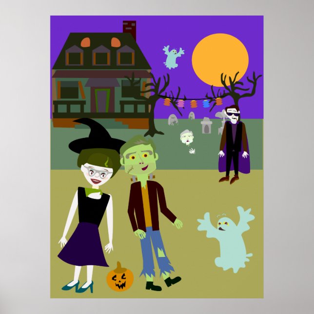 Poster Design de Cartografia de Diversão Halloween Hangou (Frente)