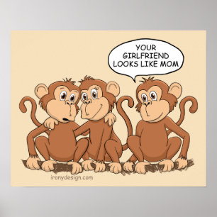 Poster Design de Cartoon Macaco Engraçado