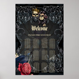 Poster Design de casamento gótica impressionante com crân