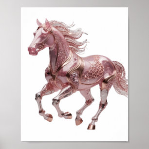 Poster Design de CAVALO DE VIDRO ROSA Prata na Moda