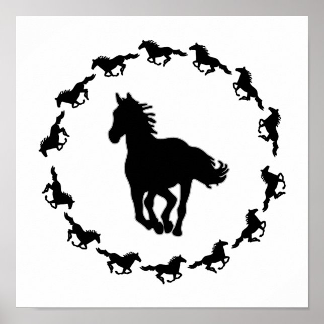 Pôster Design de cavalo Silhouette (Frente)