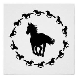 Pôster Design de cavalo Silhouette