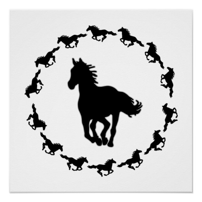 Pôster Design de cavalo Silhouette (Frente)