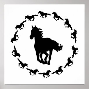 Pôster Design de Cavalo Silhueta