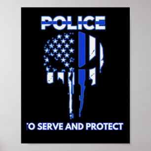 Poster Design de Caveira da Polícia com Linha Azul