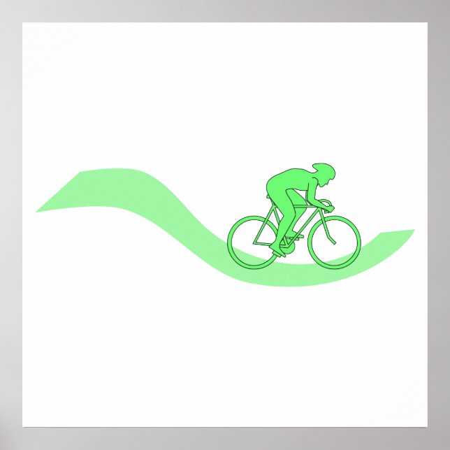 Poster Design de ciclista em verde. (Frente)