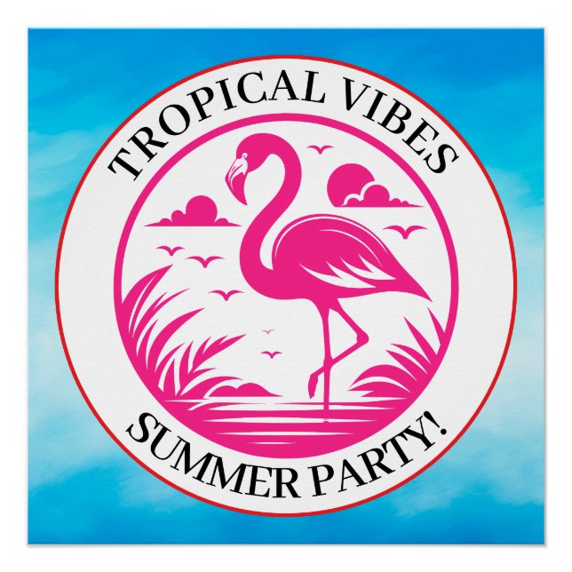 Pôster Design de Círculo de Verão Flamingo Rosa-68730 (Frente)