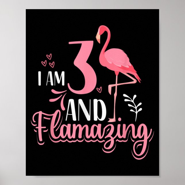 Poster Design de Citação de Aniversário de Flamingo de 3  (Frente)