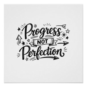 Pôster Design de Citação Motivacional Progresso Não Perfe