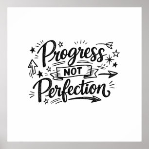 Poster Design de Citação Motivacional Progresso Não Perfe