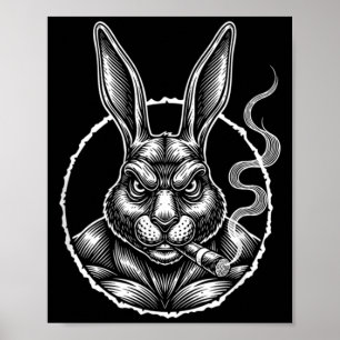 Poster Design de coelho fumante vintage para