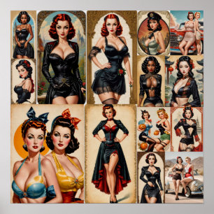 Poster Design de Coleção de Raparigas Clássicas de Pin-up