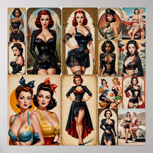 Poster Design de Coleção de Raparigas Clássicas de Pin-up (Frente)