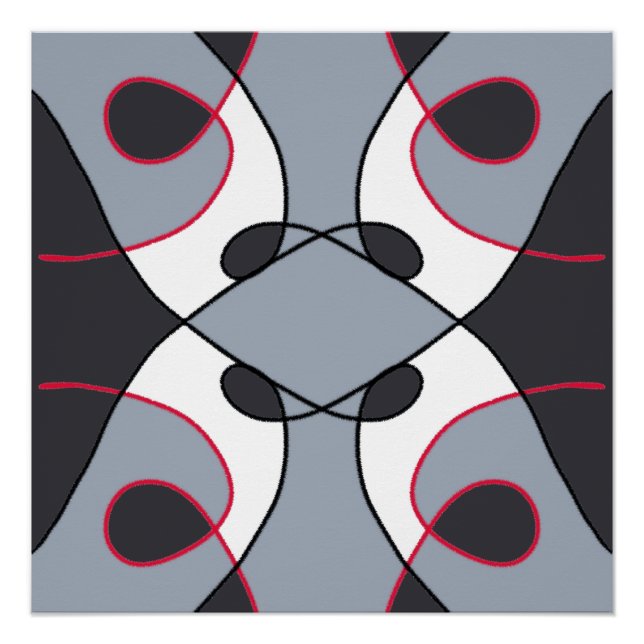 Pôster Design de colheita de abstrato preto, cinza branca (Frente)