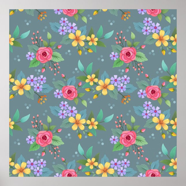 Poster Design de colheita de flores desenhadas manualment (Frente)