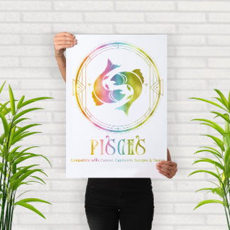 Poster Design de Compatibilidade de Peixes Zodiac