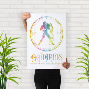 Poster Design de Compatibilidade de Zodíaco Aquário