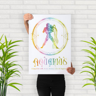 Poster Design de Compatibilidade de Zodíaco Aquário