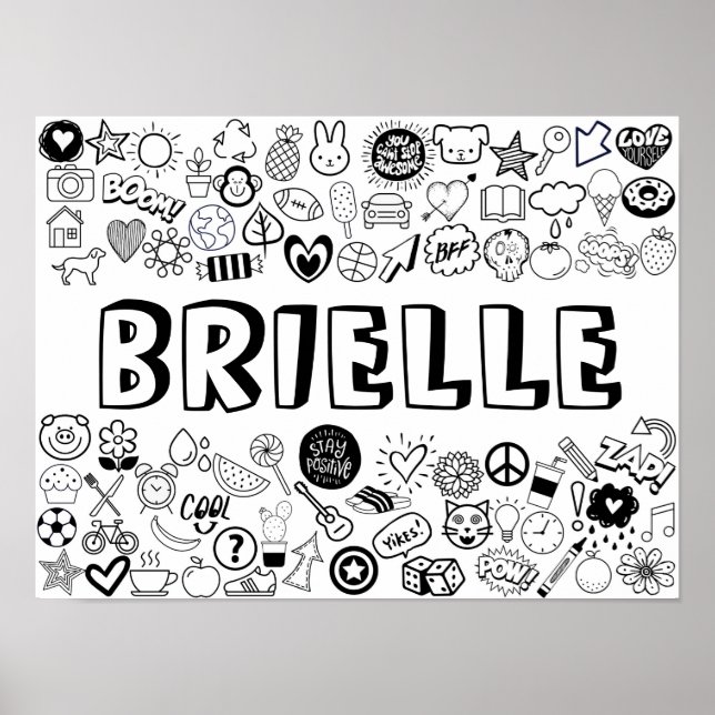 Poster design de Contorno 'BRIELLE' Colorido-você-mesmo (Frente)
