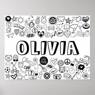 Poster design de Contorno de 'OLIVIA' Coloração-você-mesm