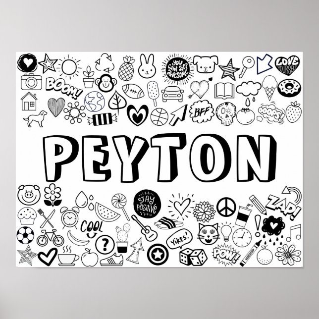 Poster design de Contorno de 'PEYTON' Colorido-você-mesmo (Frente)