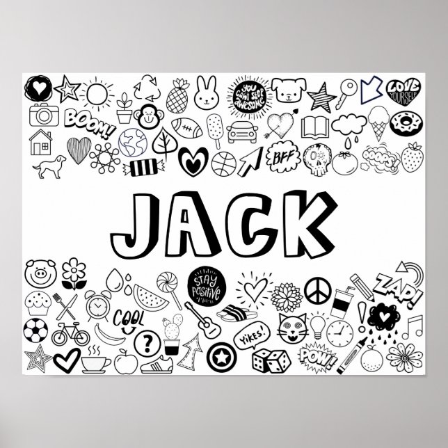 Poster design de Contorno 'JACK' Colorido-você-mesmo (Frente)