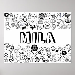 Poster design de Contorno 'MILA' Colorido Você Mesmo