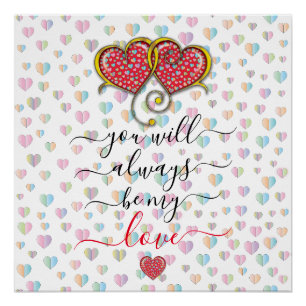 Pôster Design de Corações Interbloqueados Elegantes do na