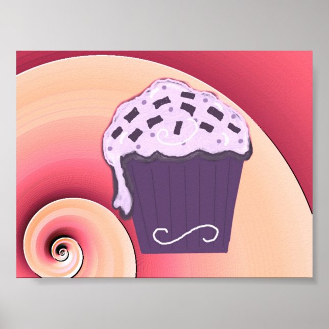 Poster Design de Cupcake Roxo Ondulado no Cartaz (Frente)