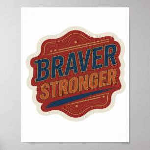 Poster Design de declaração Azul Nítido BRAVER STRONGER