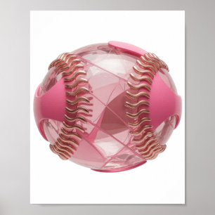 Poster Design de declaração de BEISebol ROSA Prata Modern