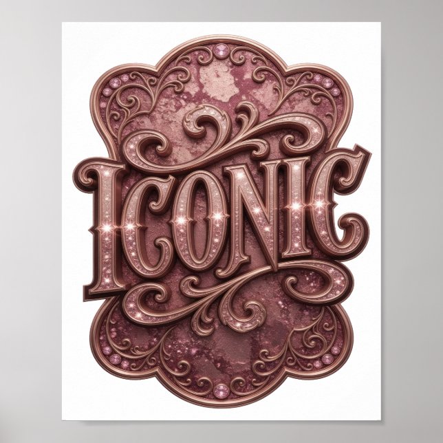 Poster Design de declaração ICONIC Rosa Atraente (Frente)