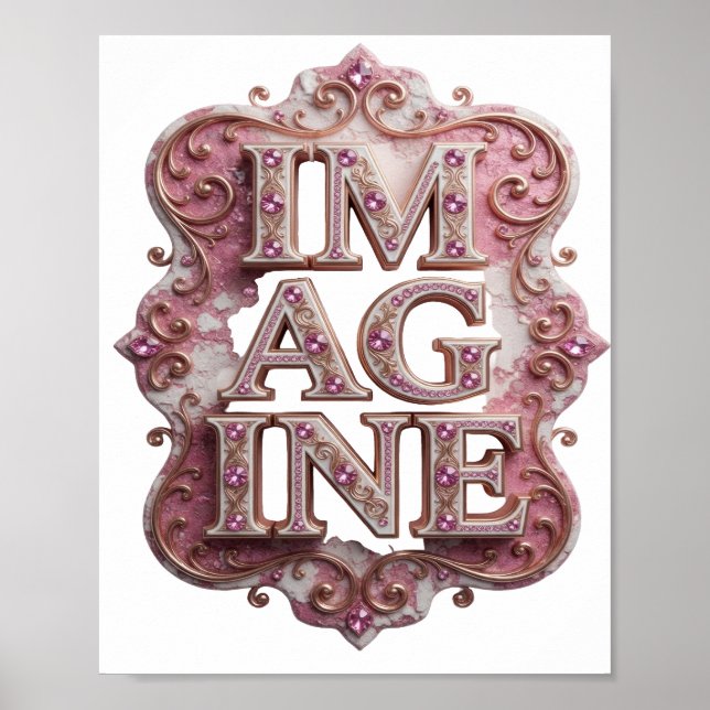 Poster Design de declaração IMAGINE Rosa na Moda (Frente)