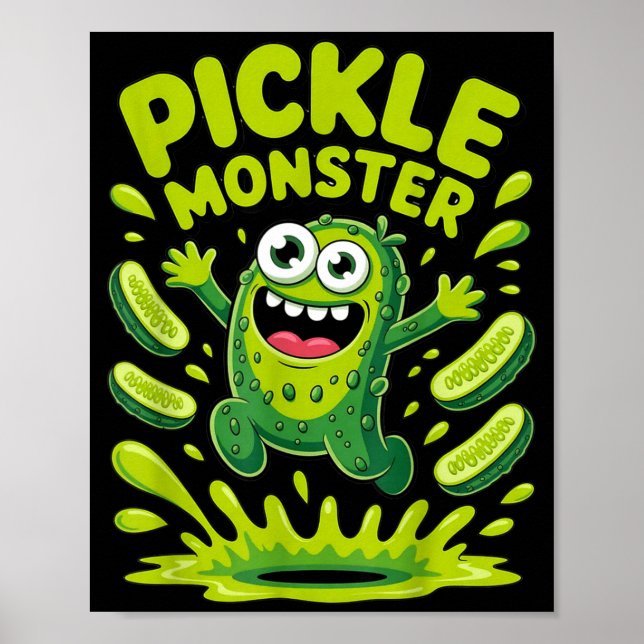 Poster design de desenho animado de monstro de pepino eng (Frente)