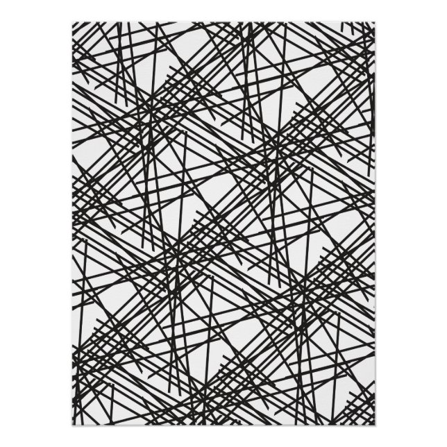 Pôster Design de Efeito de Malha em Linha Preta (Frente)