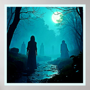 Poster Design de Espíritos da Floresta Moonlight Encantad