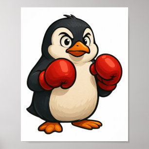 Poster Design de Esportes de Boxeador de Pinguim de Desen