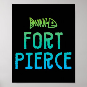 Poster Design de Esqueleto de Peixe Souvenir de Fort Pier