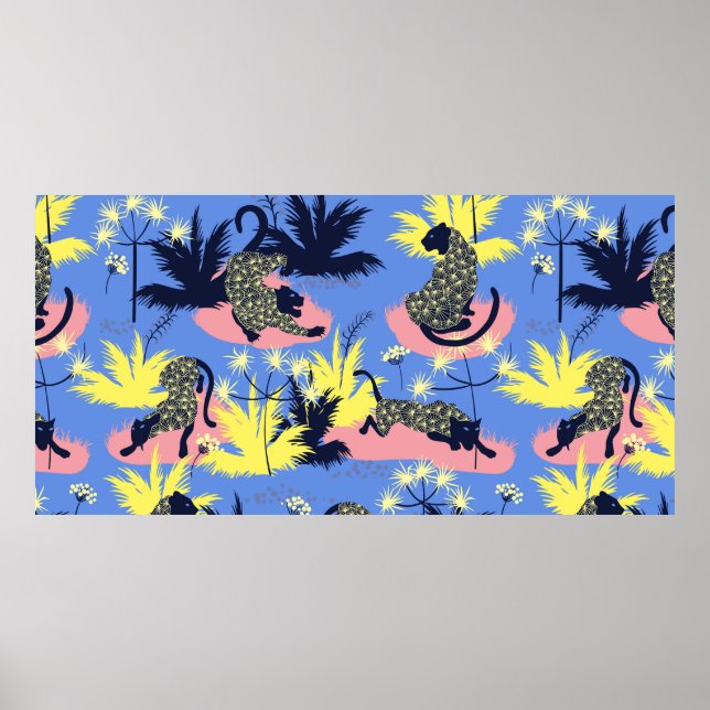 Poster Design de estilo geométrico do Tigre e do Leopardo (Frente)