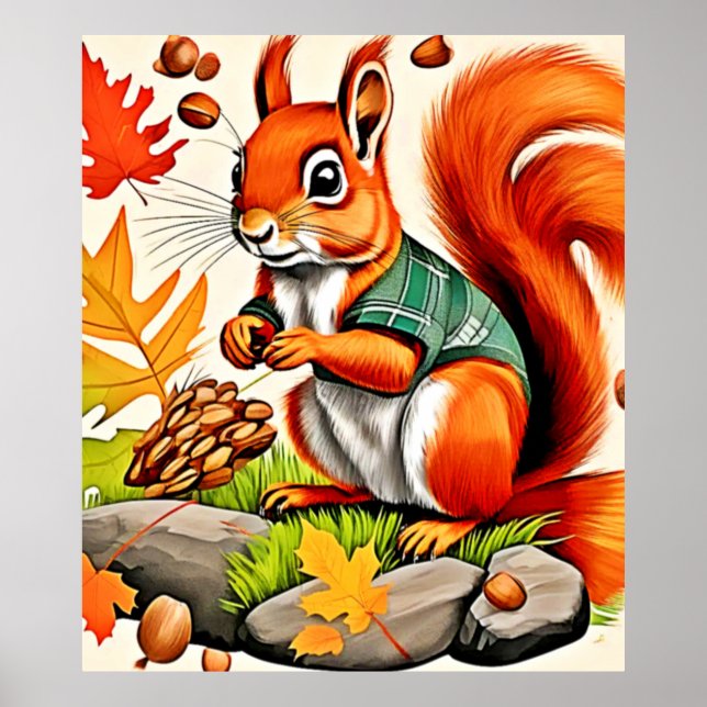 Poster Design de Exibição de Esquilo da Madeira (Frente)