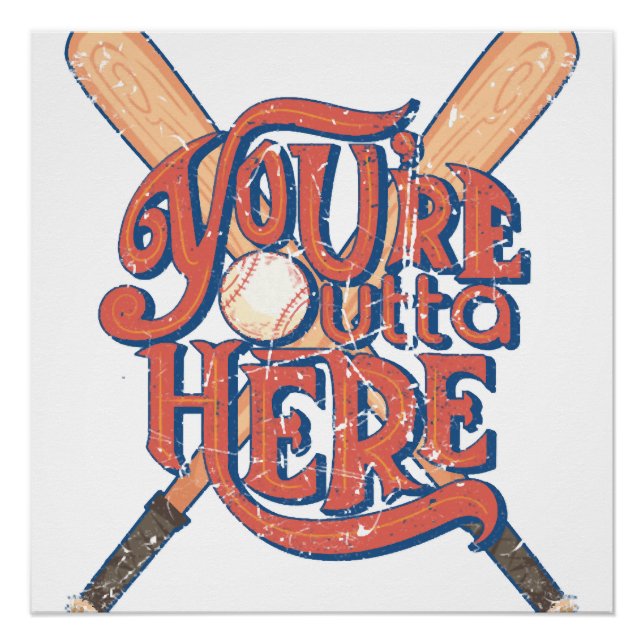 Pôster Design de fã de beisebol softbol retrô (Frente)