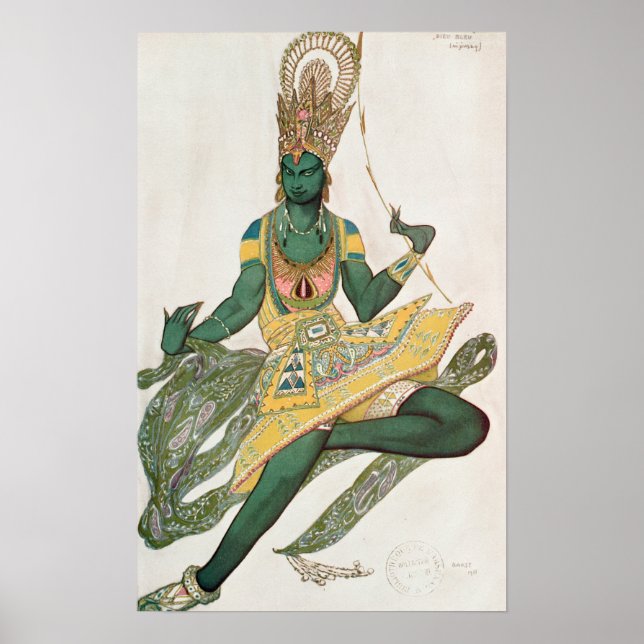 Pôster Design de fantasia para Nijinsky como o 'Deus Azul (Frente)