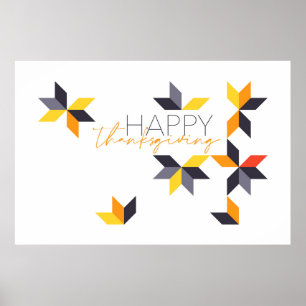 Poster design de Feliz Dia de Ação de Graças moderno e