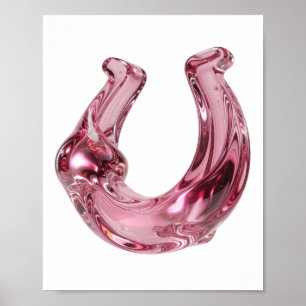 Poster Design de Ferradura de Vidro Rosa Engraçado
