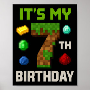 Poster Design de festa de aniversário infantil gamer pixe