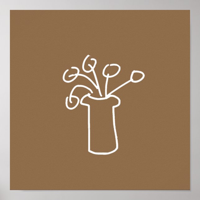 Poster Design de flor branca e esboço moderno (Frente)