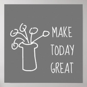 Poster Design de flor branca e esboço moderno