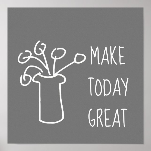 Poster Design de flor branca e esboço moderno (Frente)