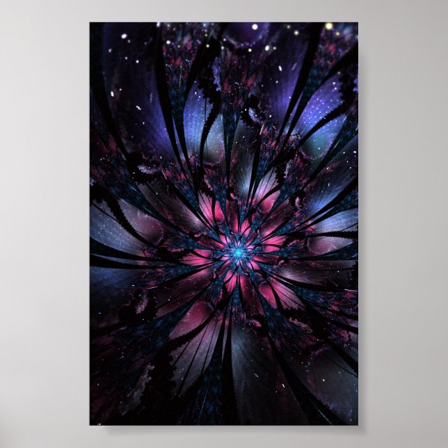 Poster design de flor fractal abstrato. (Frente)